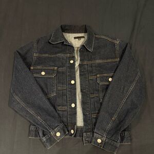 UNISEX UNIQLO Dark Indigo Denim Jacket with Contrast Stitching